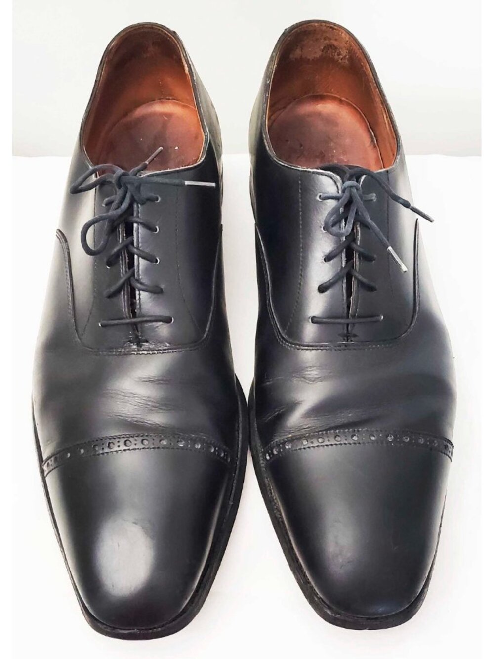 Polo Ralph Lauren Mens Black Lace Up Cap Toe Oxford Shoes 12 D